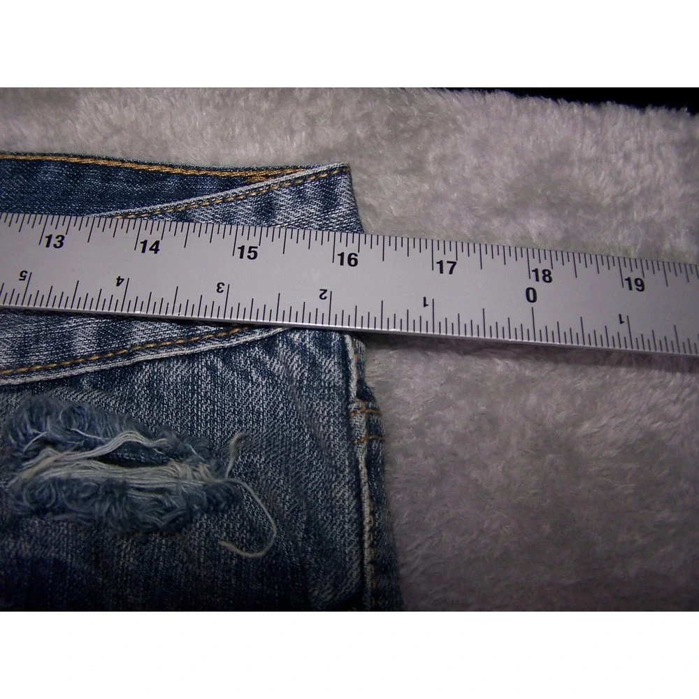 Forever‎ 21 Jeans Men's 32X29 (Tag 33) Skinny Slim Distressed Blue Button Fly